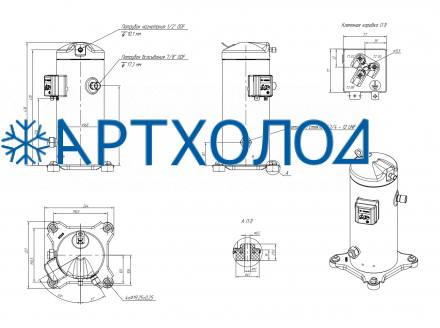 Компрессор спиральный RCM45E4LB7CA (141R8620) Ридан Компрессор спиральный RCM45E4LB7CA (141R8620) Ридан